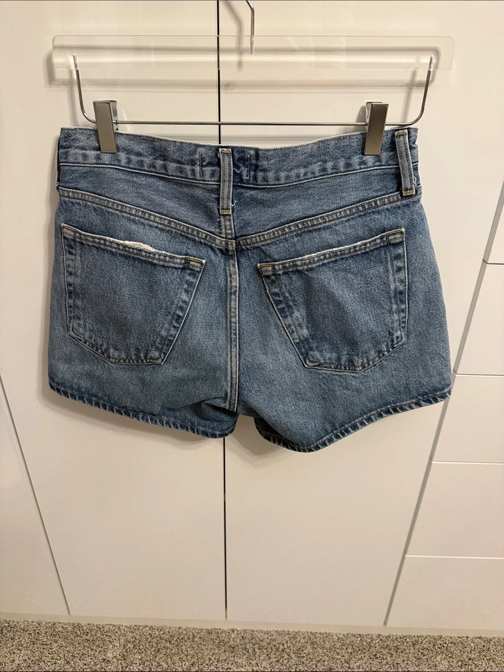 Agolde Medium Wash Blue Denim Shorts